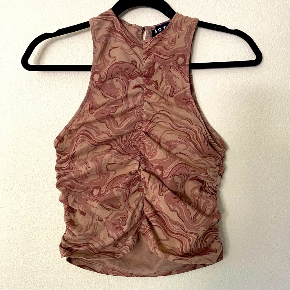 Motel Rocks NWOT Marble Brown Ruched Top Size XS
